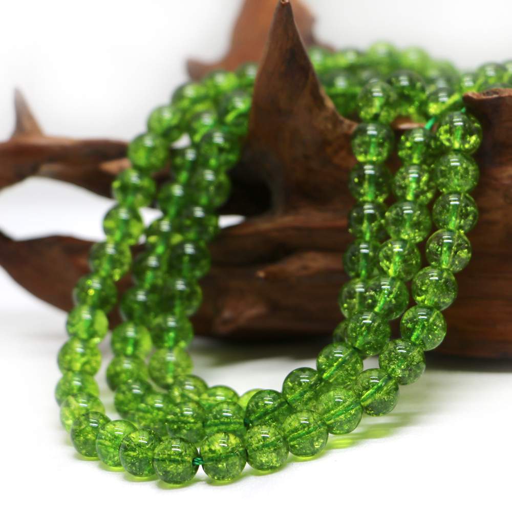 ○1連販売○クォーツ（染め）グリーン【丸玉】8mm【天然石 ビーズ パワーストーン】