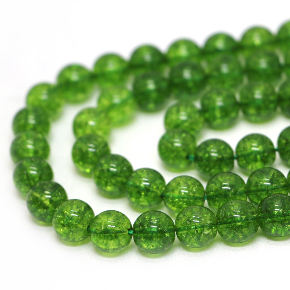 ○1連販売○クォーツ（染め）グリーン【丸玉】10mm【天然石 ビーズ パワーストーン】