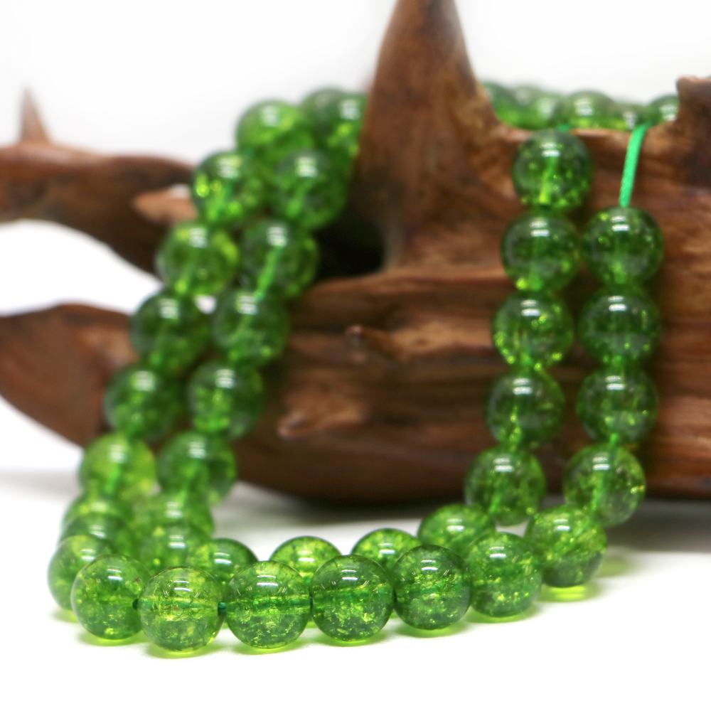 ○1連販売○クォーツ（染め）グリーン【丸玉】10mm【天然石 ビーズ パワーストーン】