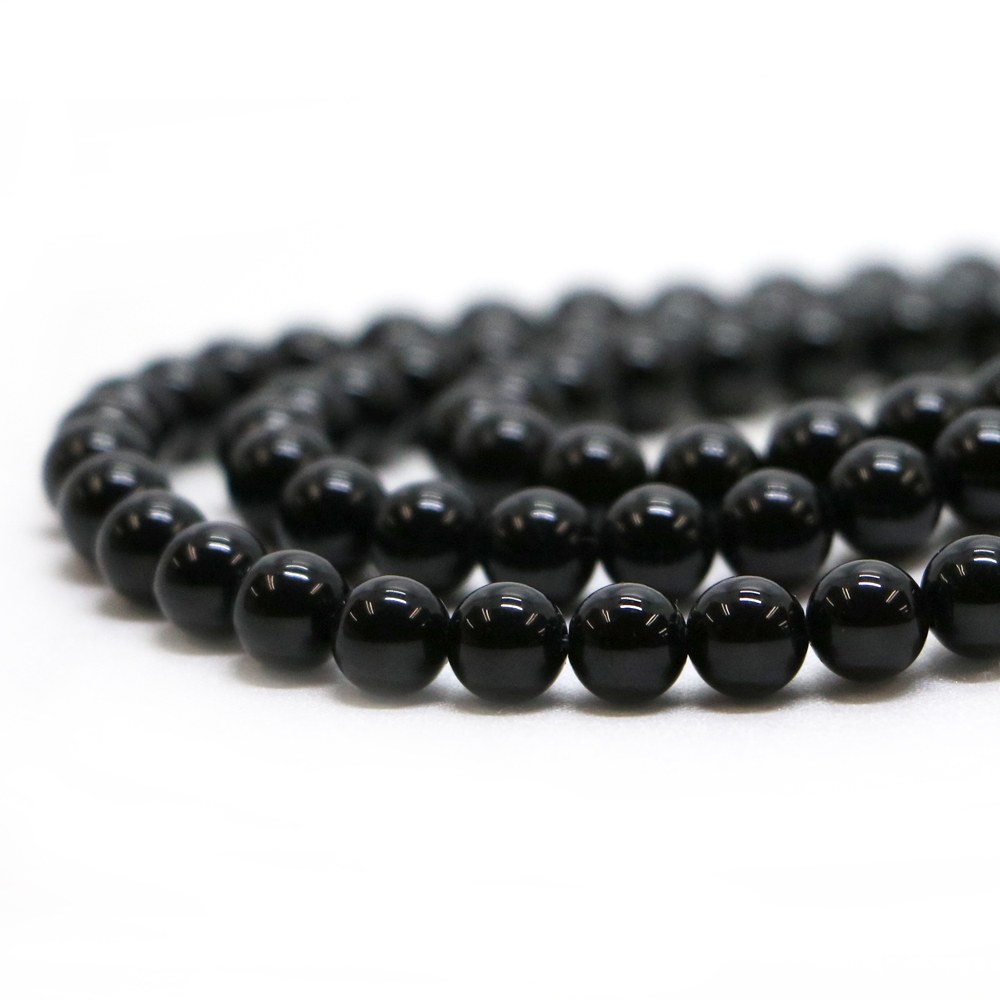 Rakuten - ○1連販売○ブラックトルマリン【丸玉】6mm【天然石 ビーズ パワーストーン】