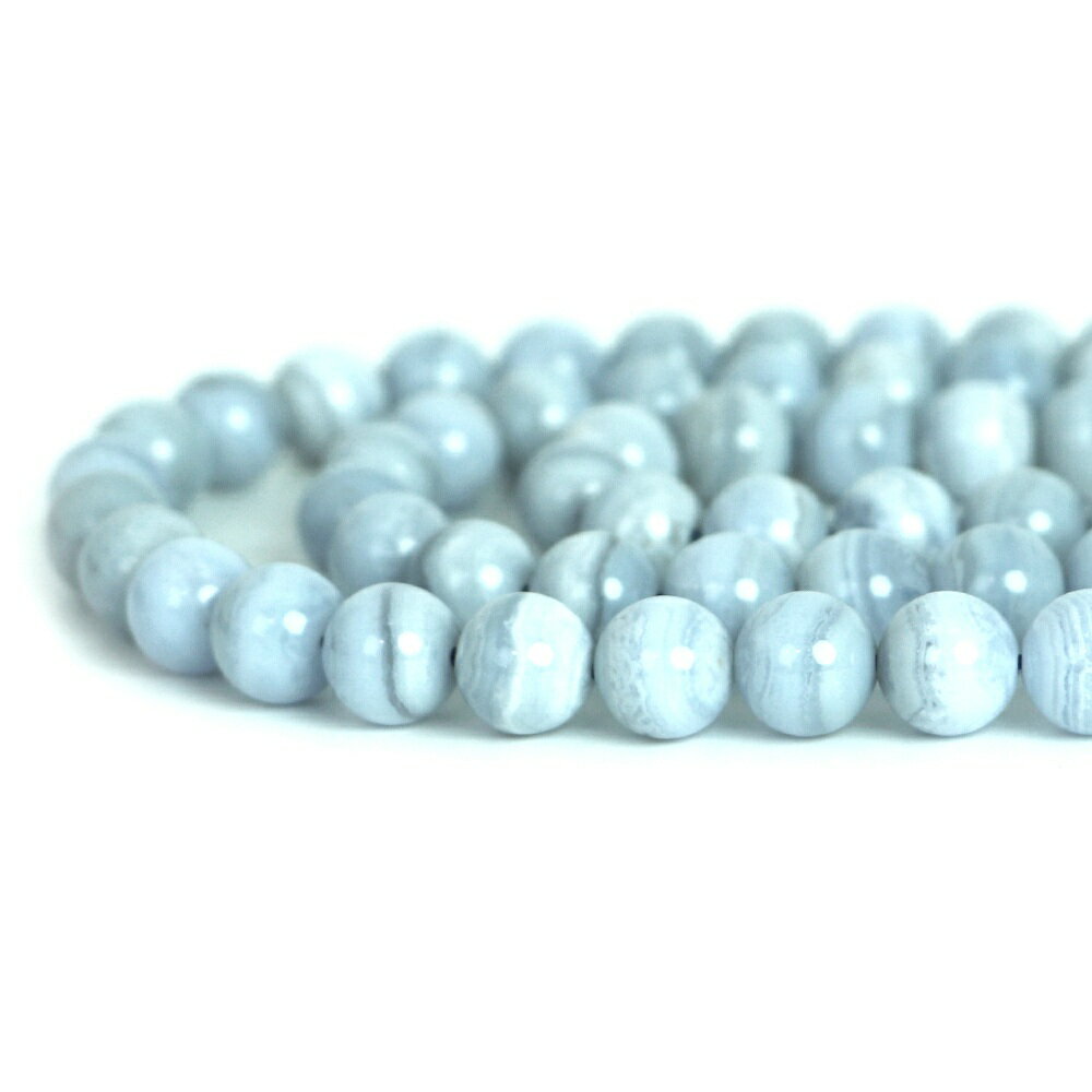 ○1連販売○ブルーレースアゲート【丸玉】8mm【天然石 ビーズ パワーストーン】