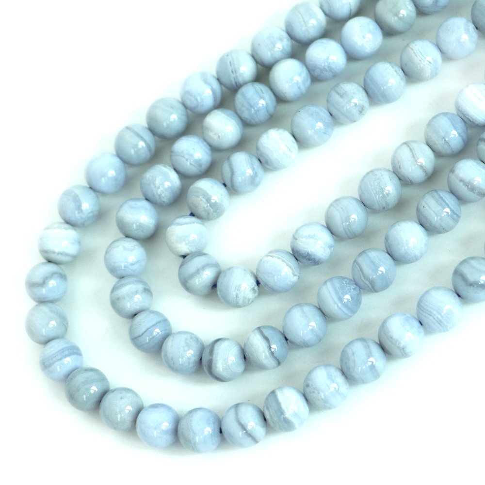 ○1連販売○ブルーレースアゲート【丸玉】8mm【天然石 ビーズ パワーストーン】