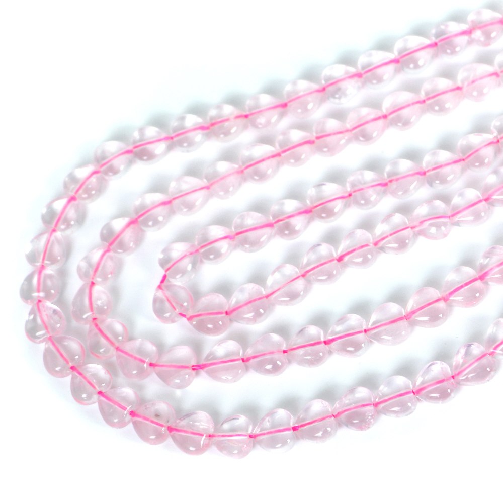 ○1連販売○ローズクォーツ【ハート】8mm（厚み5mm）【天然石 ビーズ パワーストーン】