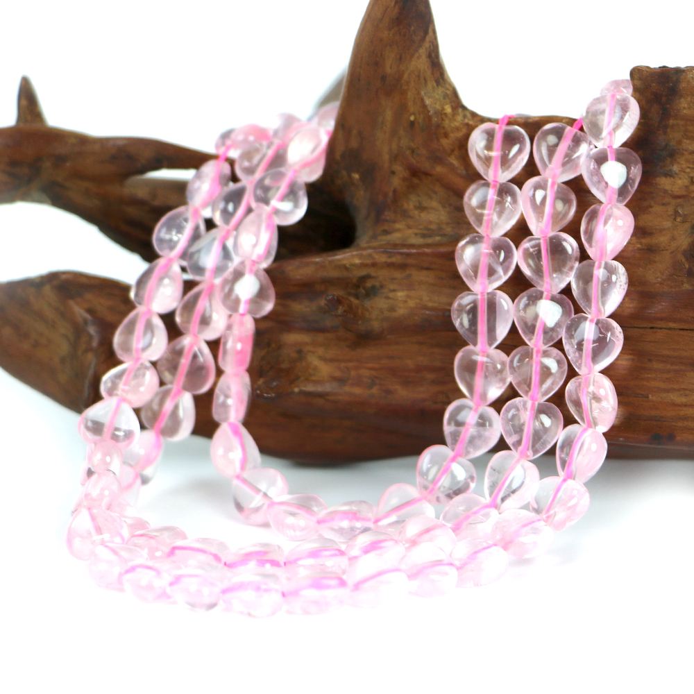 ○1連販売○ローズクォーツ【ハート】8mm（厚み5mm）【天然石 ビーズ パワーストーン】