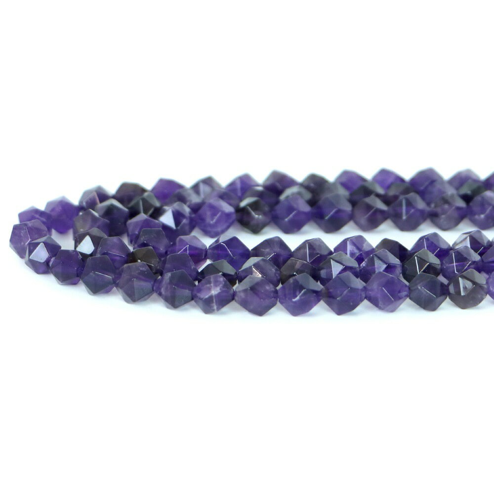 ○1連販売○アメジスト【ダイヤカット】8mm【天然石 ビーズ パワーストーン】