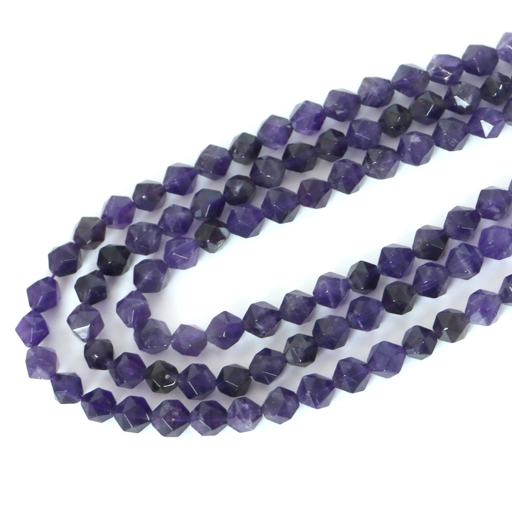 ○1連販売○アメジスト【ダイヤカット】8mm【天然石 ビーズ パワーストーン】