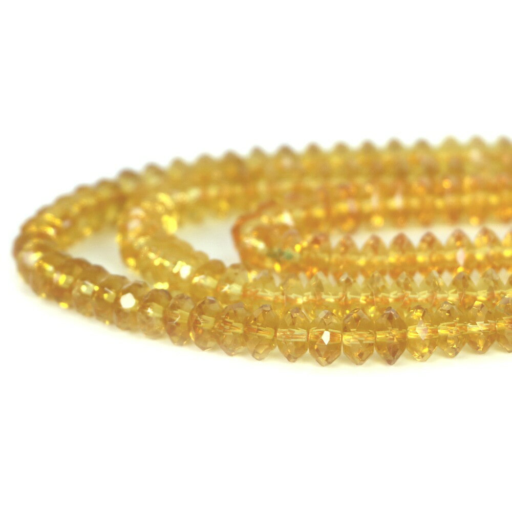 樂天商城 - ○1連販売○イエロークォーツ（合成水晶）【ボタンカット】4×8mm【天然石 ビーズ パワーストーン】