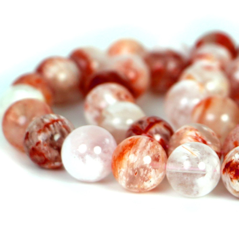 ○1連販売○スノーフレークゴーストクリスタル【丸玉】12〜13mm【天然石 ビーズ パワーストーン】