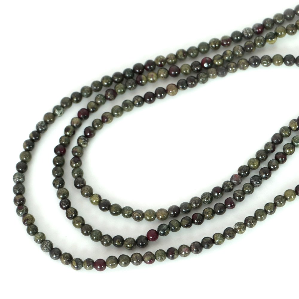 ○1連販売○ドラゴンブラッドジャスパー 【丸玉】4mm【天然石 ビーズ パワーストーン】