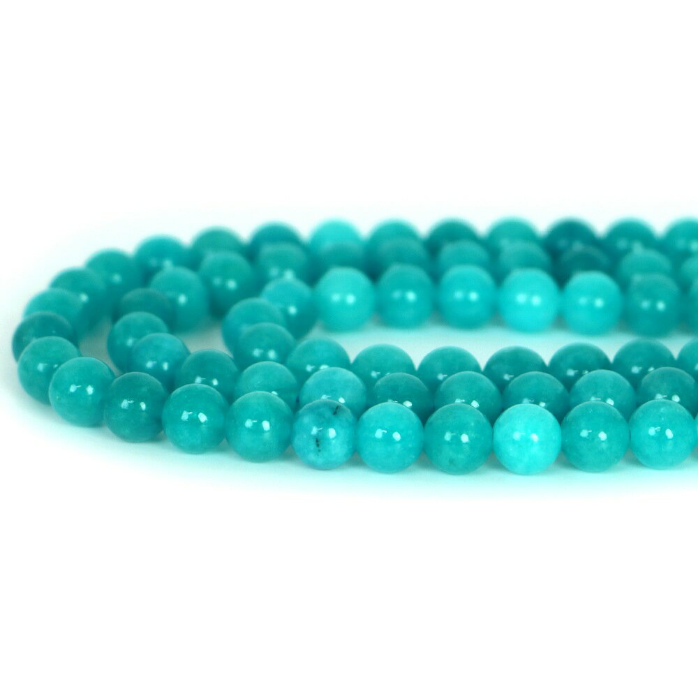 ○1連販売○カラージェード(アマゾナイトグリーン・染め)【丸玉】8mm【天然石 ビーズ パワーストーン】