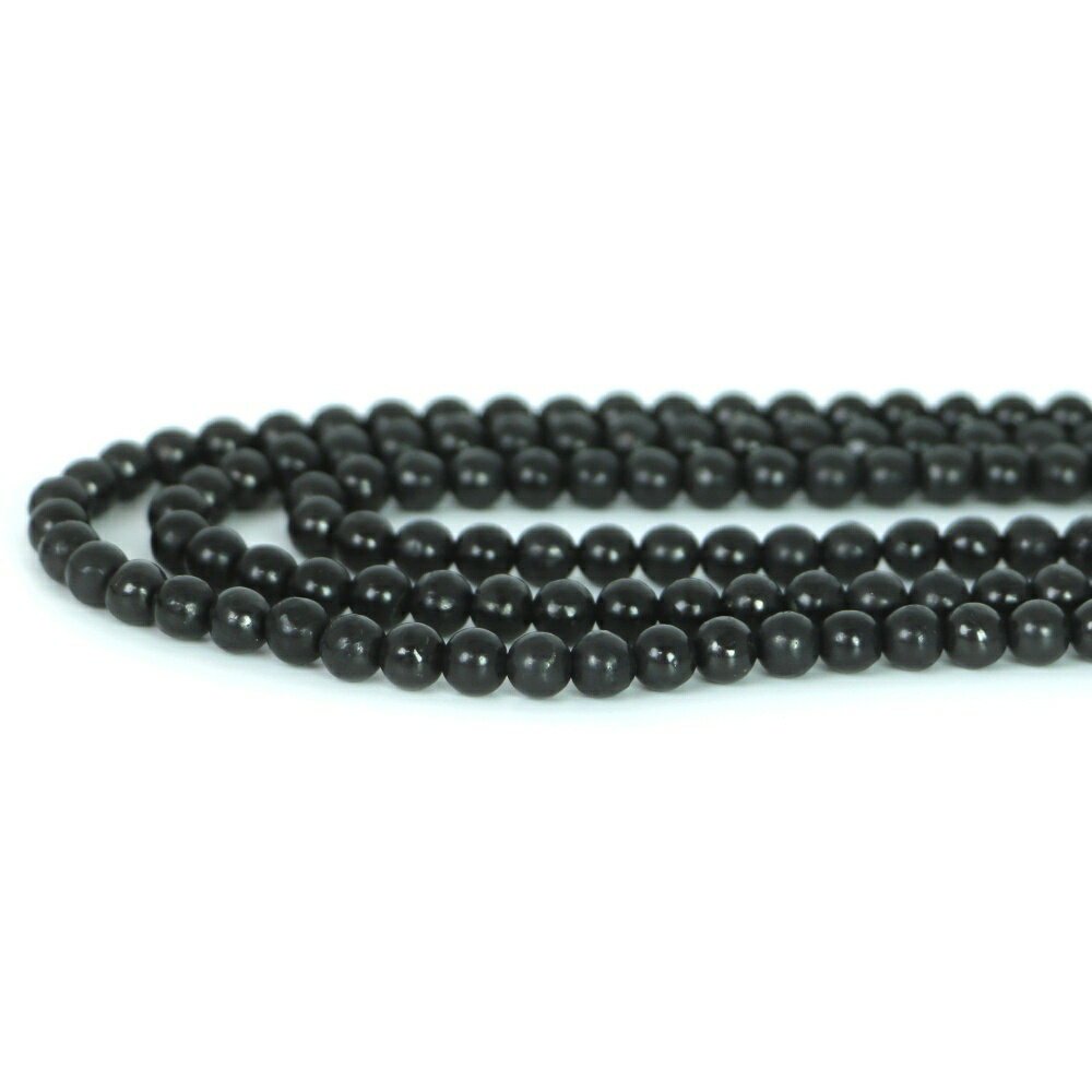 ○1連販売○シュンガイト shungite ロシア産 【丸玉】6mm【天然石 ビーズ パワーストーン】