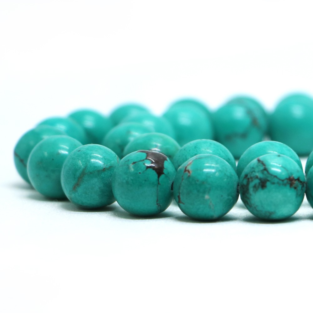 ○1連販売○ハウライト マグネサイト ターコイズ(染め グリーン)【 丸玉】12mm【天然石 ビーズ パワーストーン】