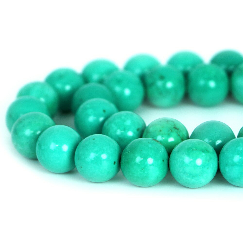 樂天商城 - ○1連販売○ハウライト マグネサイト ターコイズ(染め グリーン)【 丸玉】14mm【天然石 ビーズ パワーストーン】