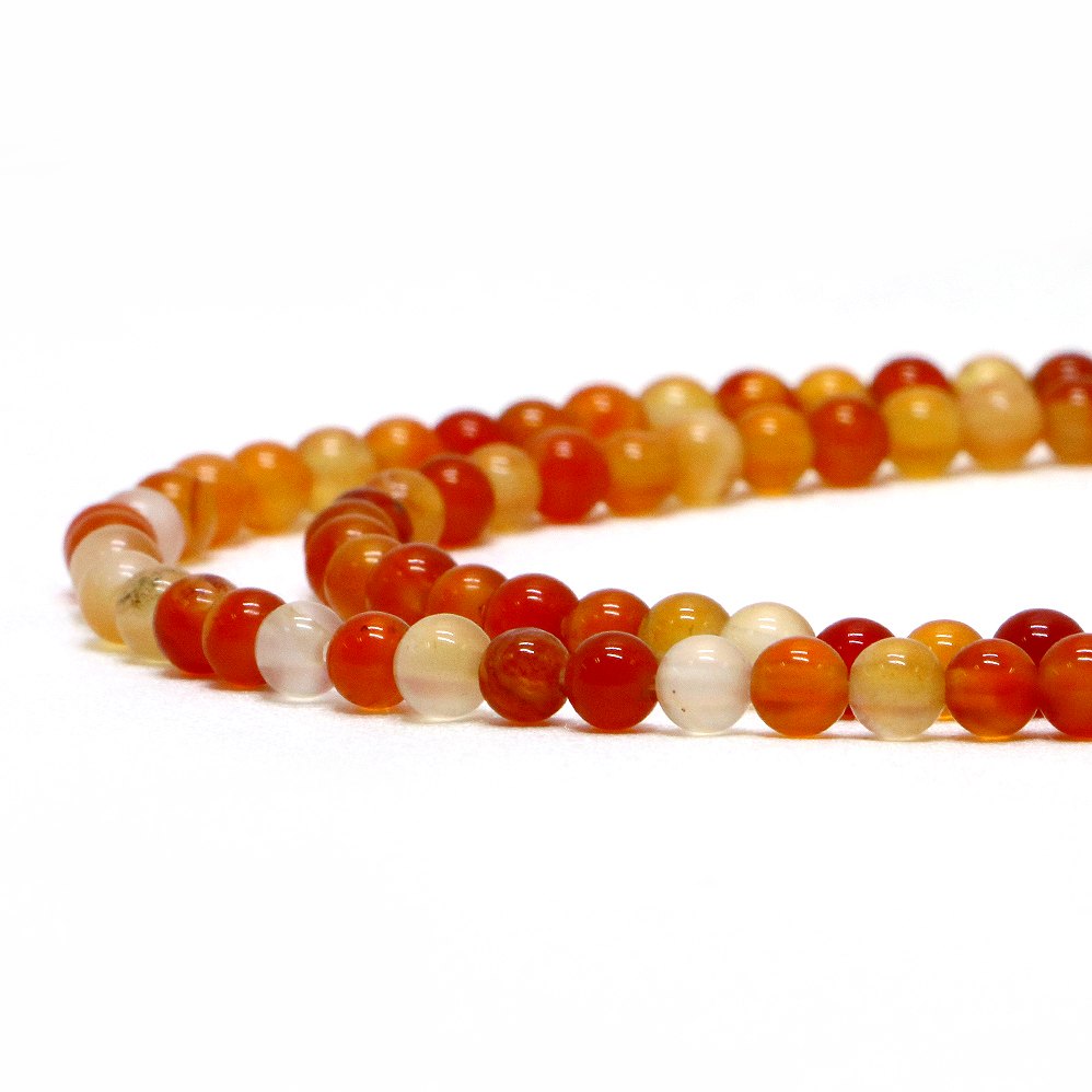○1連販売○カーネリアン【丸玉】4mm【天然石 ビーズ パワーストーン】