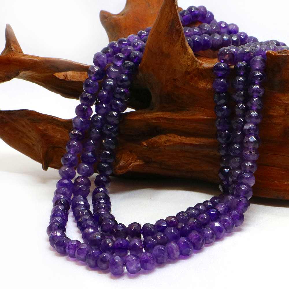 ○1連販売○アメジスト【ボタンカット】4×6mm【天然石 ビーズ パワーストーン】