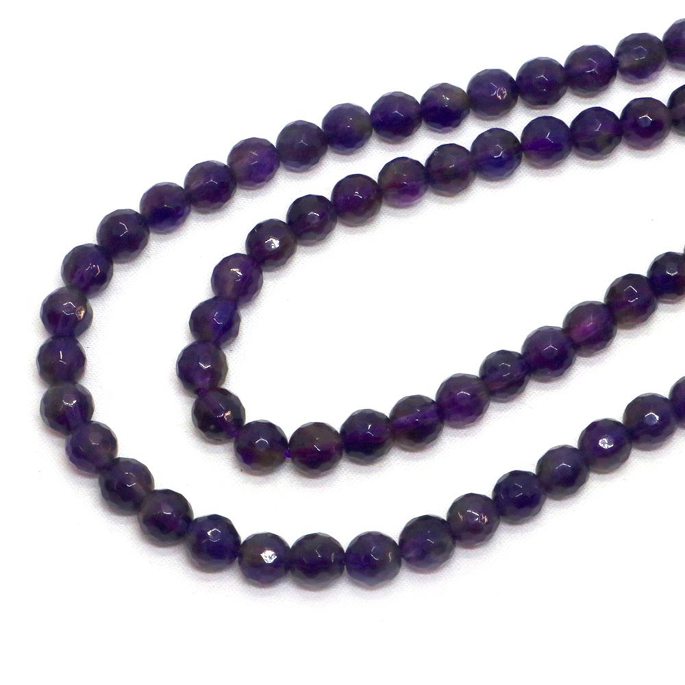 ○1連販売○アメジスト【カット】6mm【天然石 ビーズ パワーストーン】