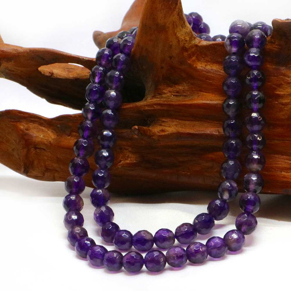 ○1連販売○アメジスト【カット】6mm【天然石 ビーズ パワーストーン】