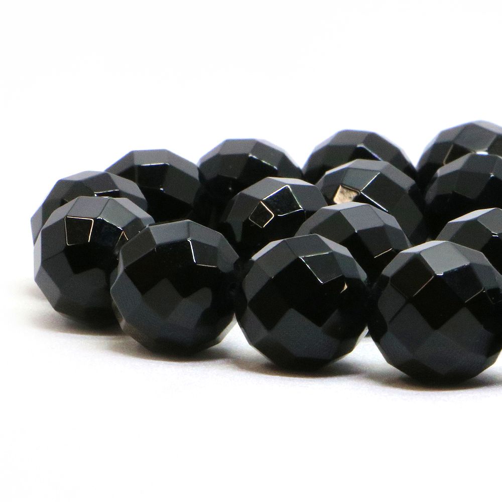 ○1連販売○オニキス【カット】14mm【天然石 ビーズ パワーストーン】