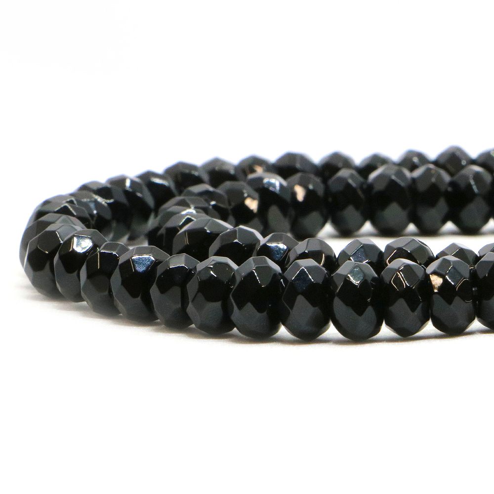 ○1連販売○オニキス【ボタンカット】5×8mm【天然石 ビーズ パワーストーン】