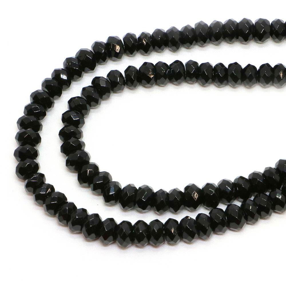 ○1連販売○オニキス【ボタンカット】5×8mm【天然石 ビーズ パワーストーン】