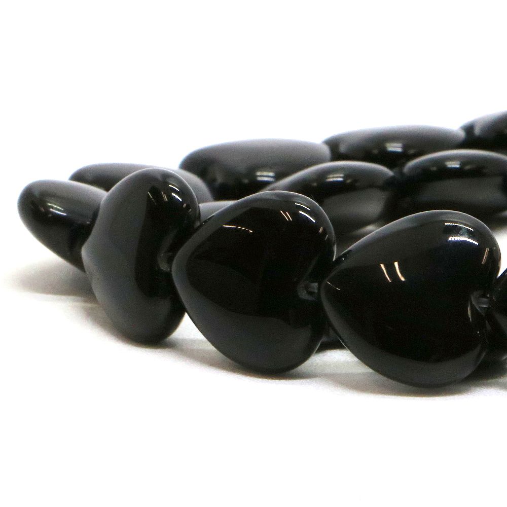 Rakuten - ○1連販売○オニキス【ハート】18mm（厚み7mm）【天然石 ビーズ パワーストーン】