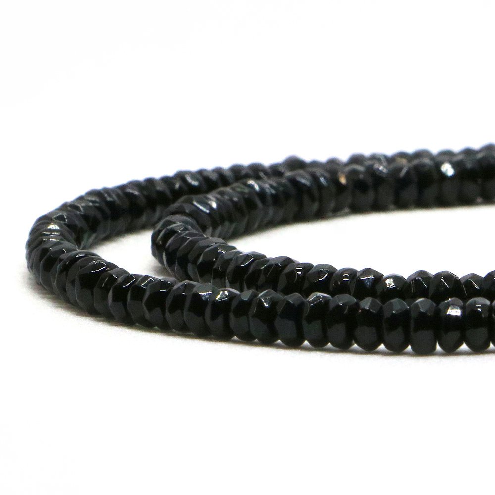 樂天商城 - ○1連販売○オニキス【ボタンカット】2×4mm【天然石 ビーズ パワーストーン】
