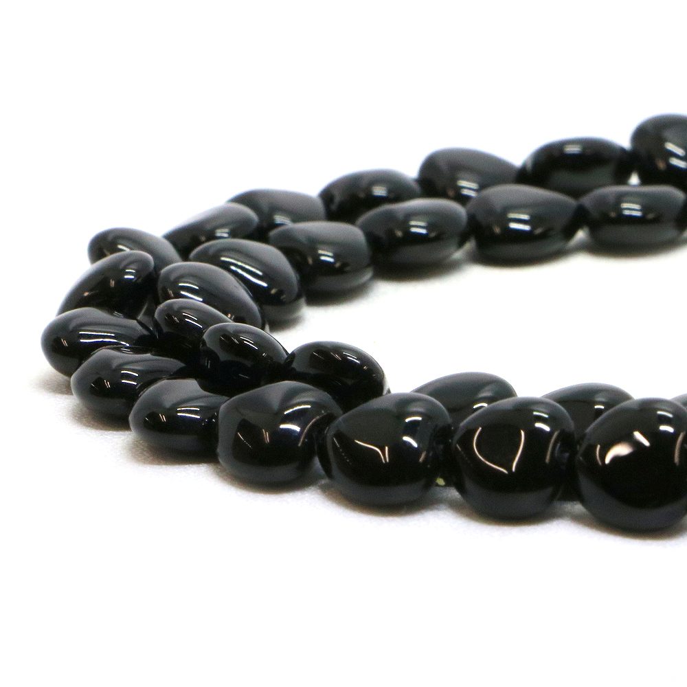 ○1連販売○オニキス【ハート】8mm（厚み4mm）【天然石 ビーズ パワーストーン】