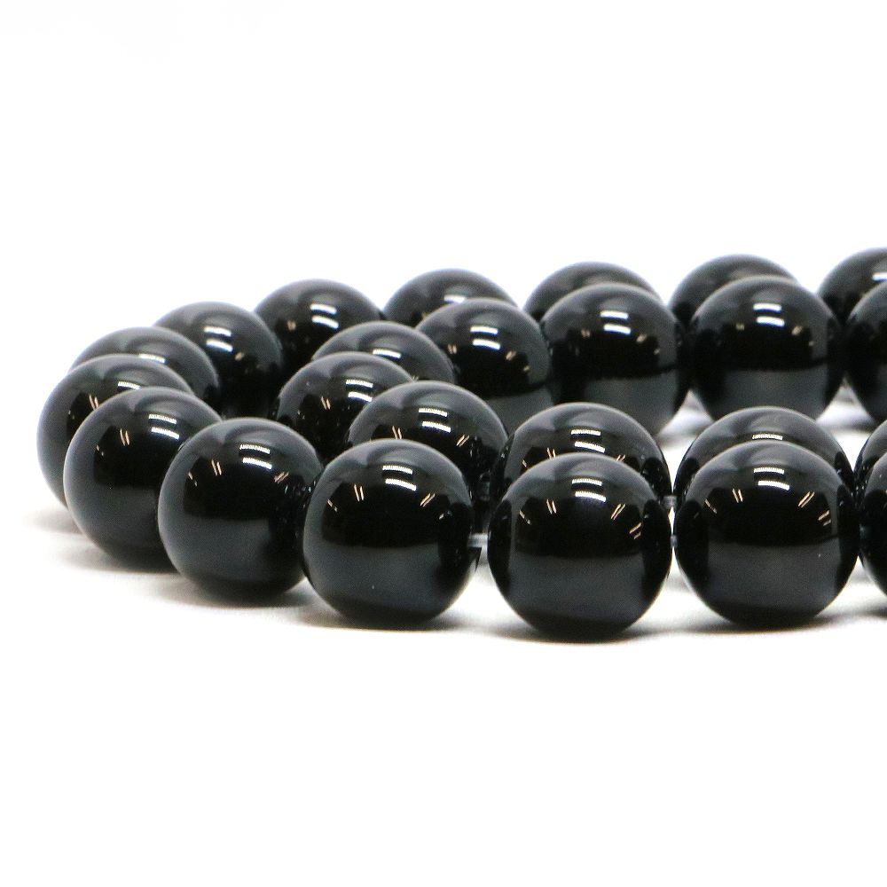 ○1連販売○オニキス【丸玉】14mm【天然石 ビーズ パワーストーン】