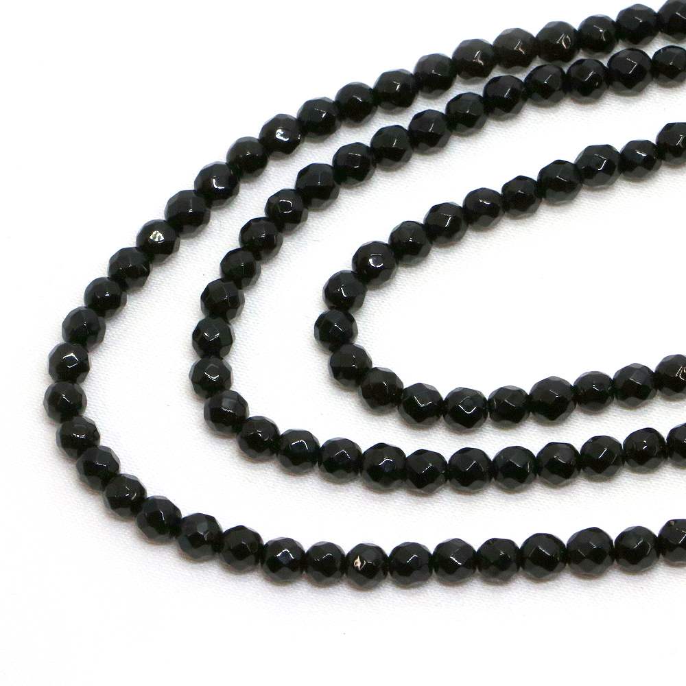 ○1連販売○オニキス【カット】4mm【天然石 ビーズ パワーストーン】