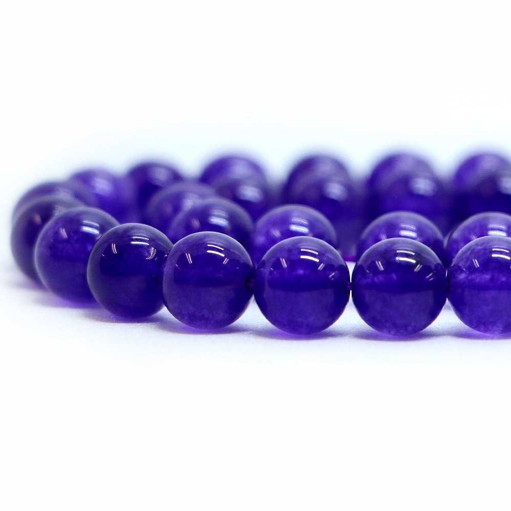 ○1連販売○カラージェード(パープル・染め)【丸玉】8mm【天然石 ビーズ パワーストーン】