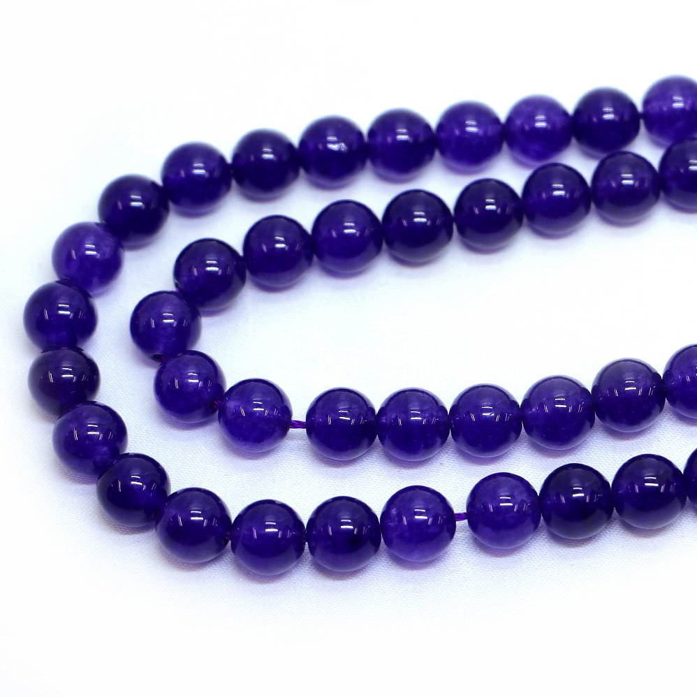 ○1連販売○カラージェード(パープル・染め)【丸玉】8mm【天然石 ビーズ パワーストーン】
