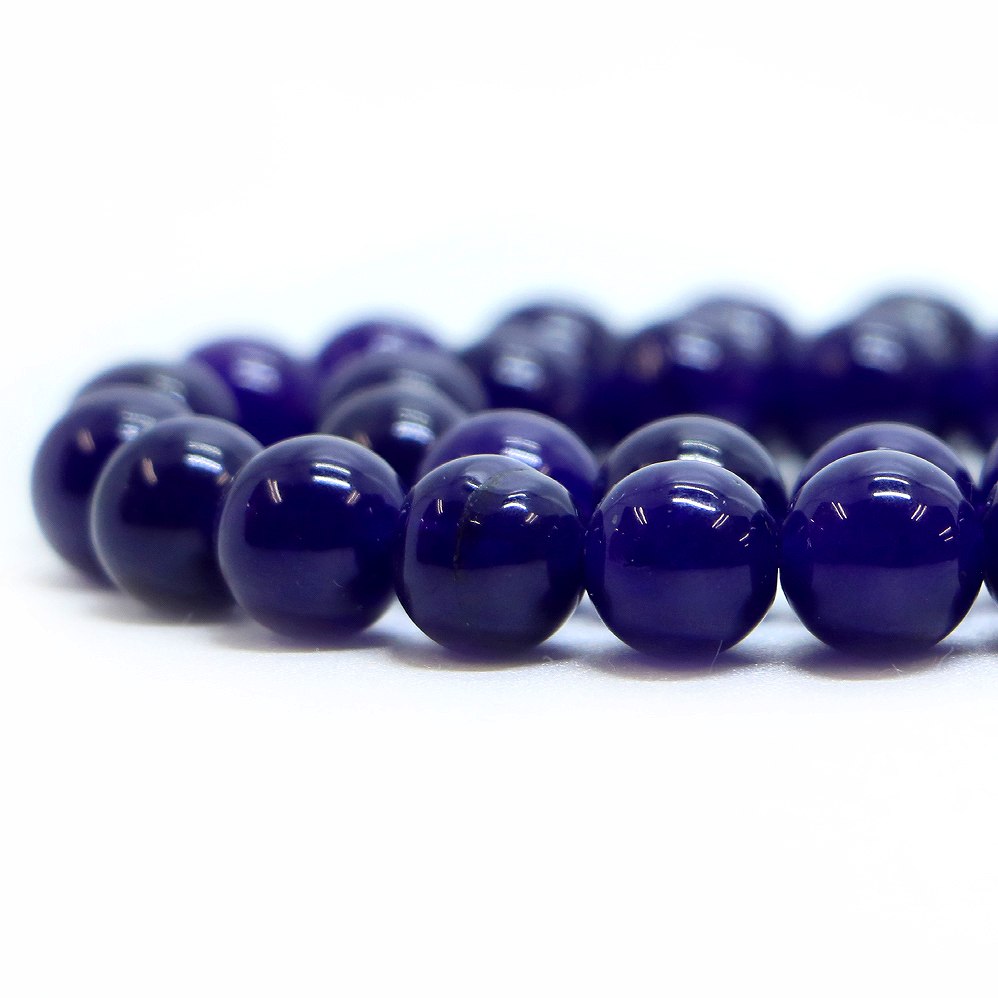 Rakuten - ○1連販売○カラージェード(パープル・染め)【丸玉】10mm【天然石 ビーズ パワーストーン】