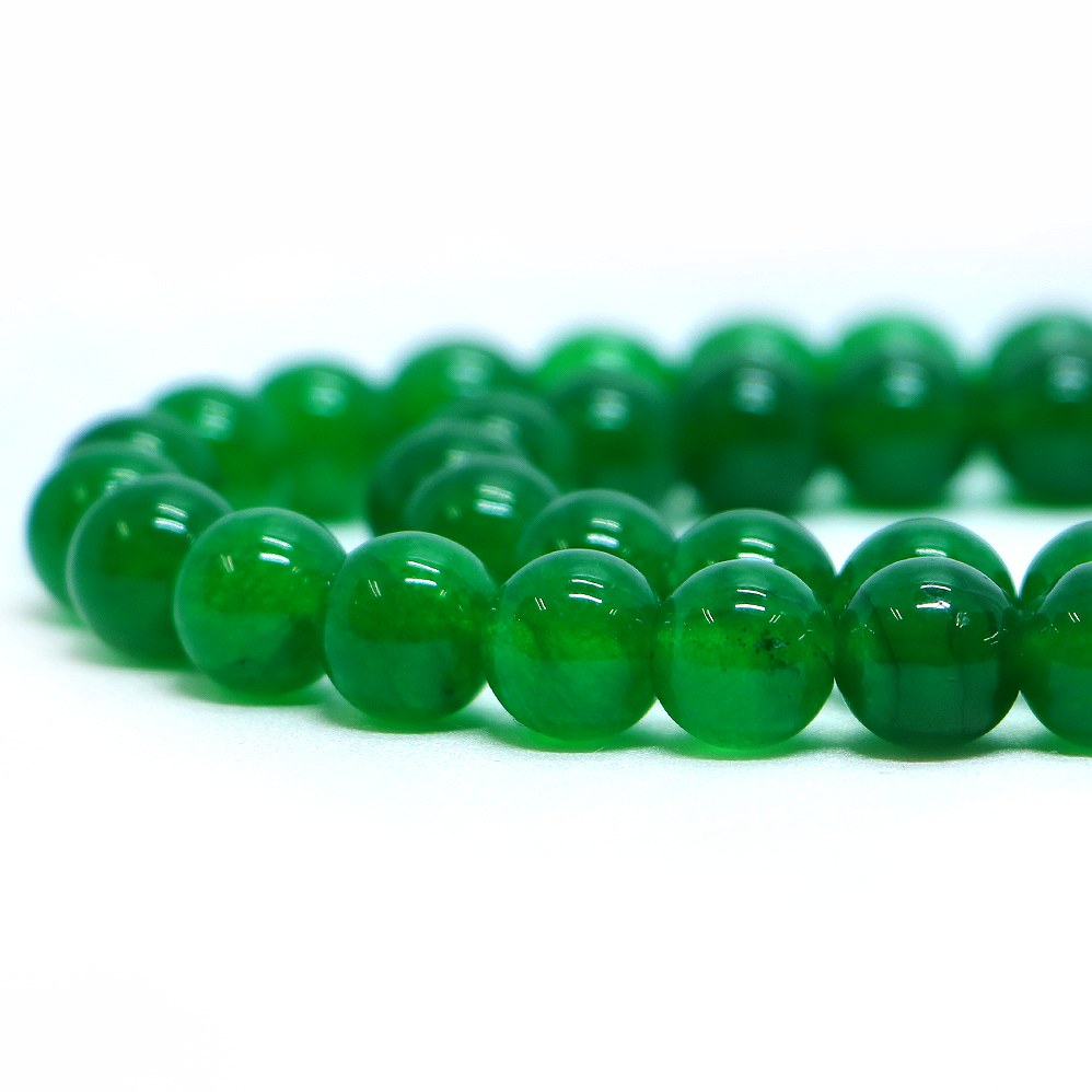 Rakuten - ○1連販売○カラージェード(グリーン・染め)【丸玉】10mm【天然石 ビーズ パワーストーン】