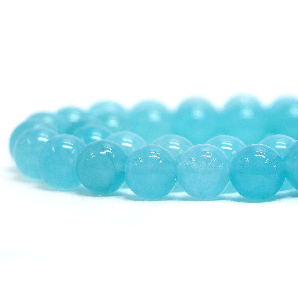Rakuten - ○1連販売○カラージェード(ブルー・染め)【丸玉】10mm【天然石 ビーズ パワーストーン】