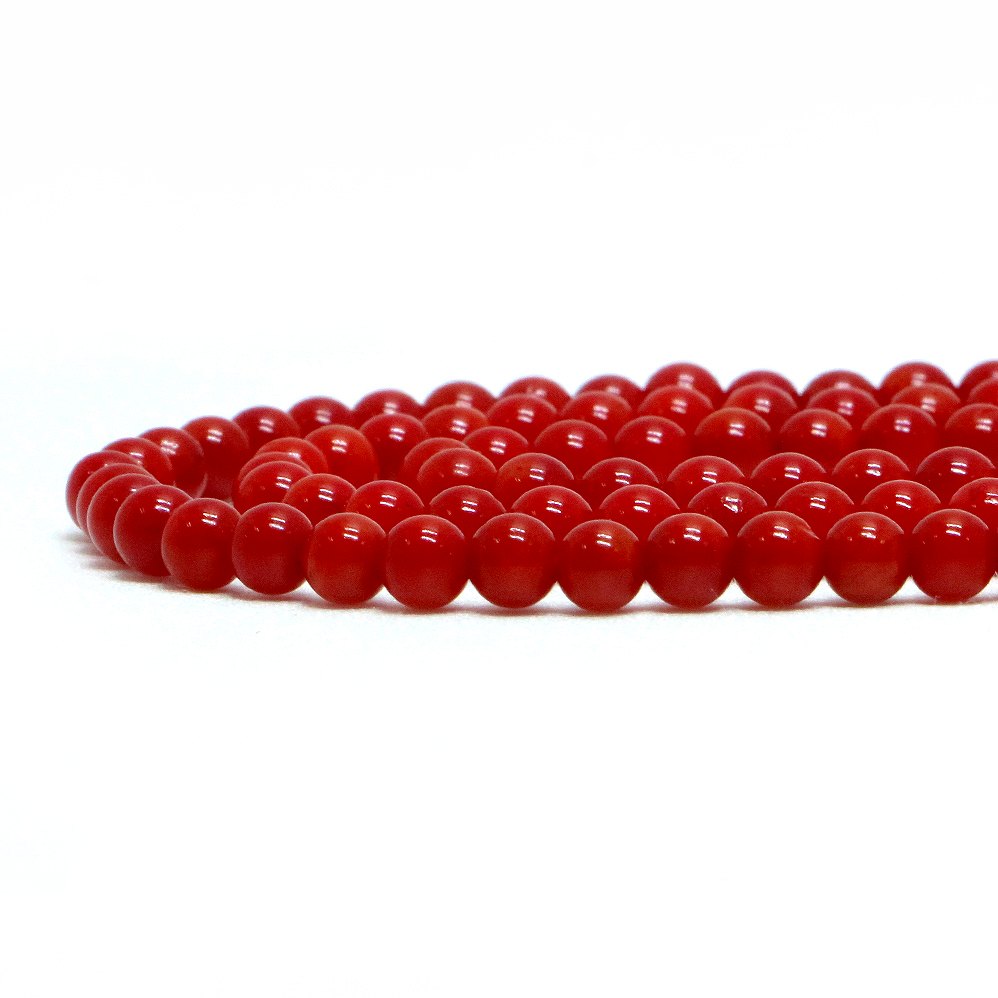 樂天商城 - ○1連販売○コーラル（さんご・染め）赤色【丸玉】4mm【天然石 ビーズ パワーストーン】
