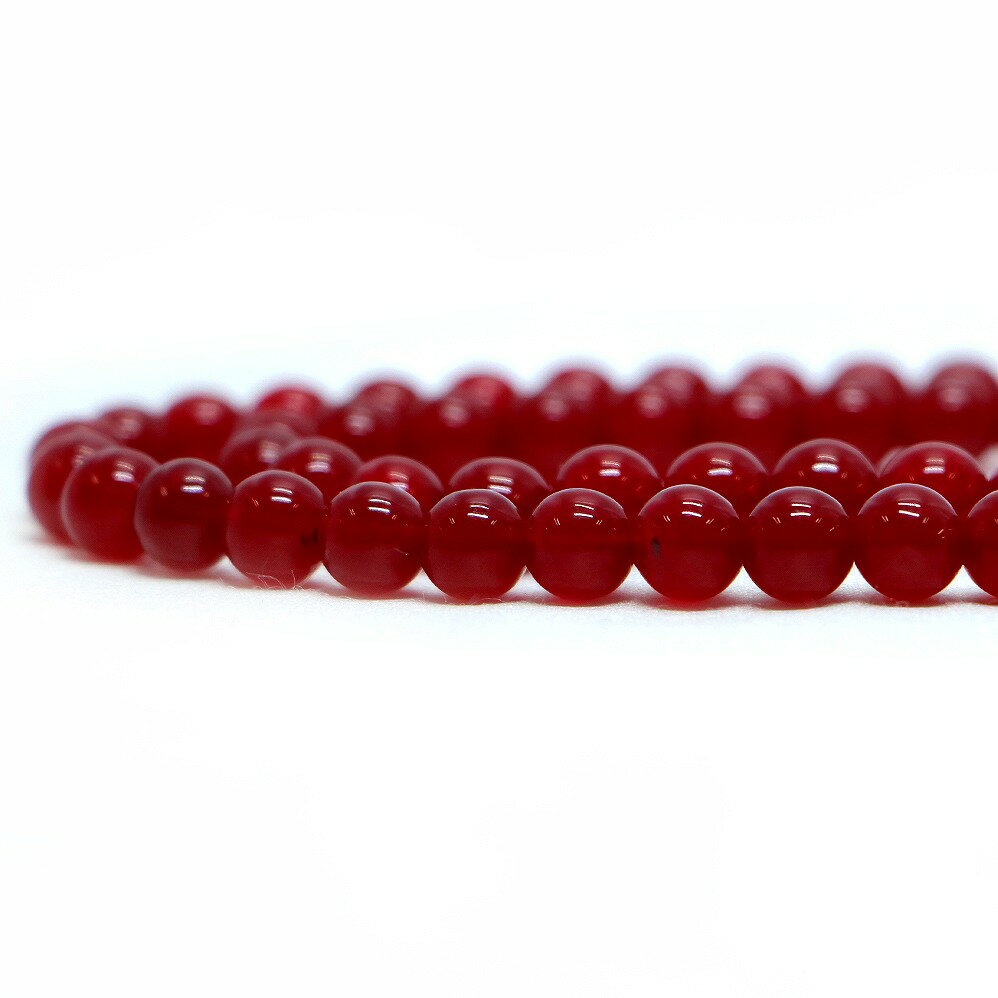 Rakuten - ○1連販売○カラージェード(レッド・染め)【丸玉】6mm【天然石 ビーズ パワーストーン】