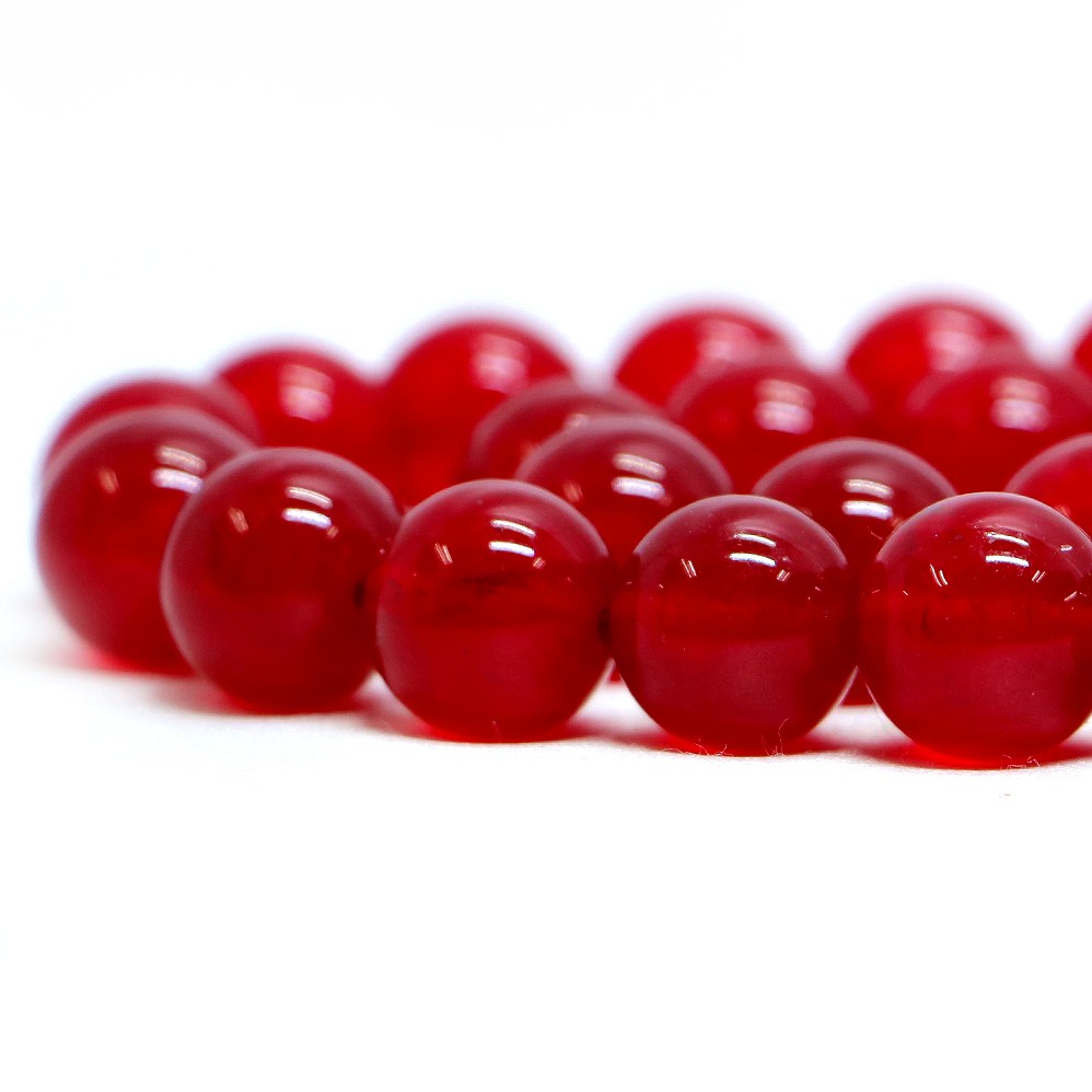 ○1連販売○カラージェード(レッド・染め)【丸玉】12mm【天然石 ビーズ パワーストーン】
