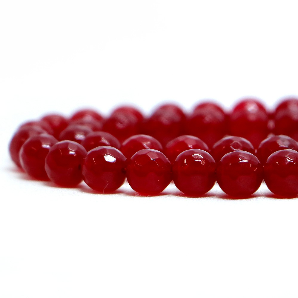 Rakuten - ○1連販売○カラージェード(レッド・染め)【カット】8mm【天然石 ビーズ パワーストーン】
