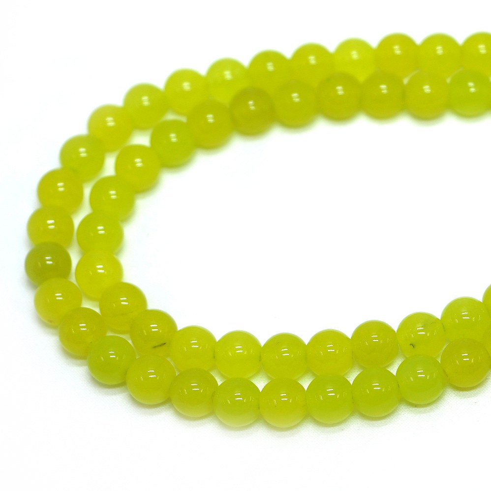 ○1連販売○カラージェード(ライム・染め)【丸玉】8mm【天然石 ビーズ パワーストーン】