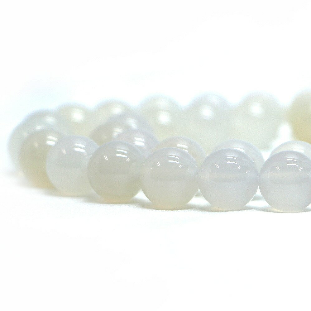 ○1連販売○カラージェード(ホワイト・染め)【丸玉】10mm【天然石 ビーズ パワーストーン】