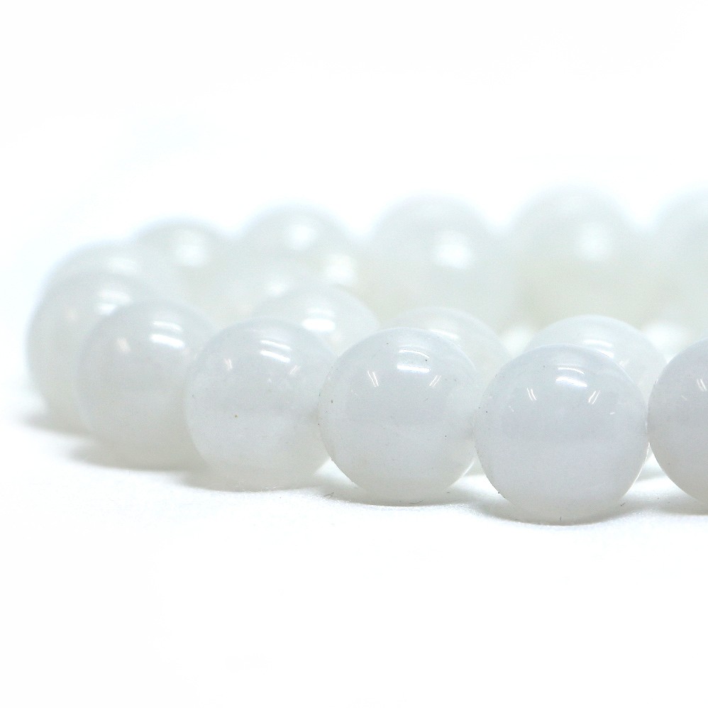 Rakuten - ○1連販売○カラージェード(ホワイト・染め)【丸玉】12mm【天然石 ビーズ パワーストーン】