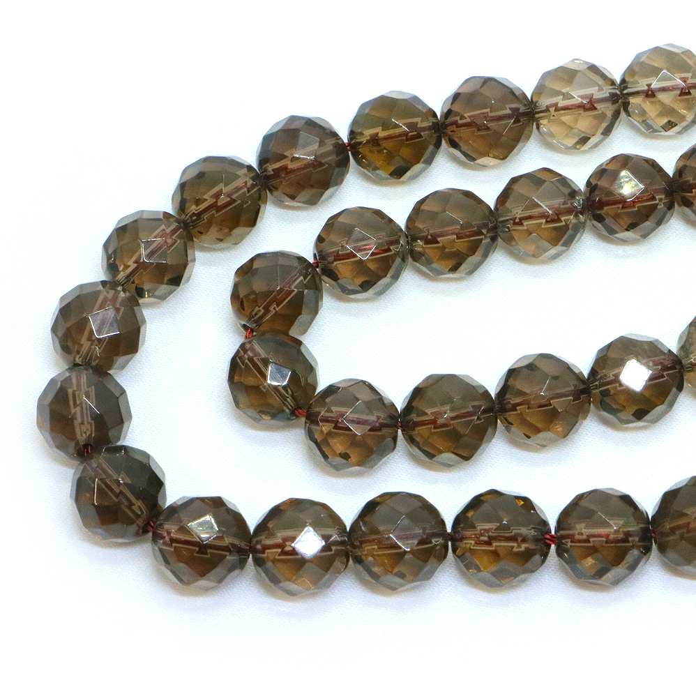 ○1連販売○スモーキークォーツ【カット】10mm【天然石 ビーズ パワーストーン】