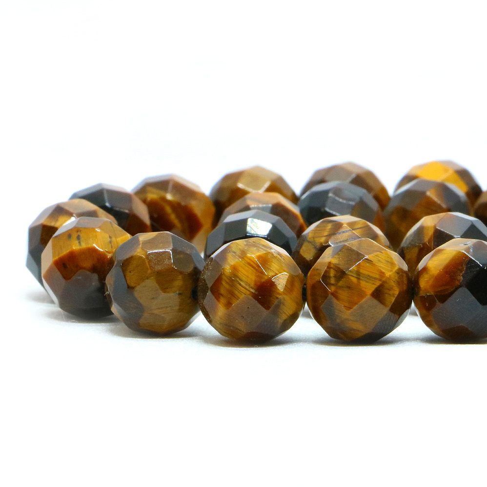Rakuten - ○1連販売○タイガーアイ【カット】10mm【天然石 ビーズ パワーストーン】