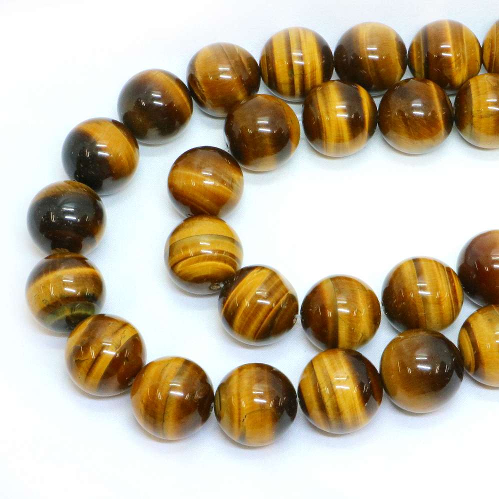 ○1連販売○タイガーアイ【丸玉】18mm【天然石 ビーズ パワーストーン】