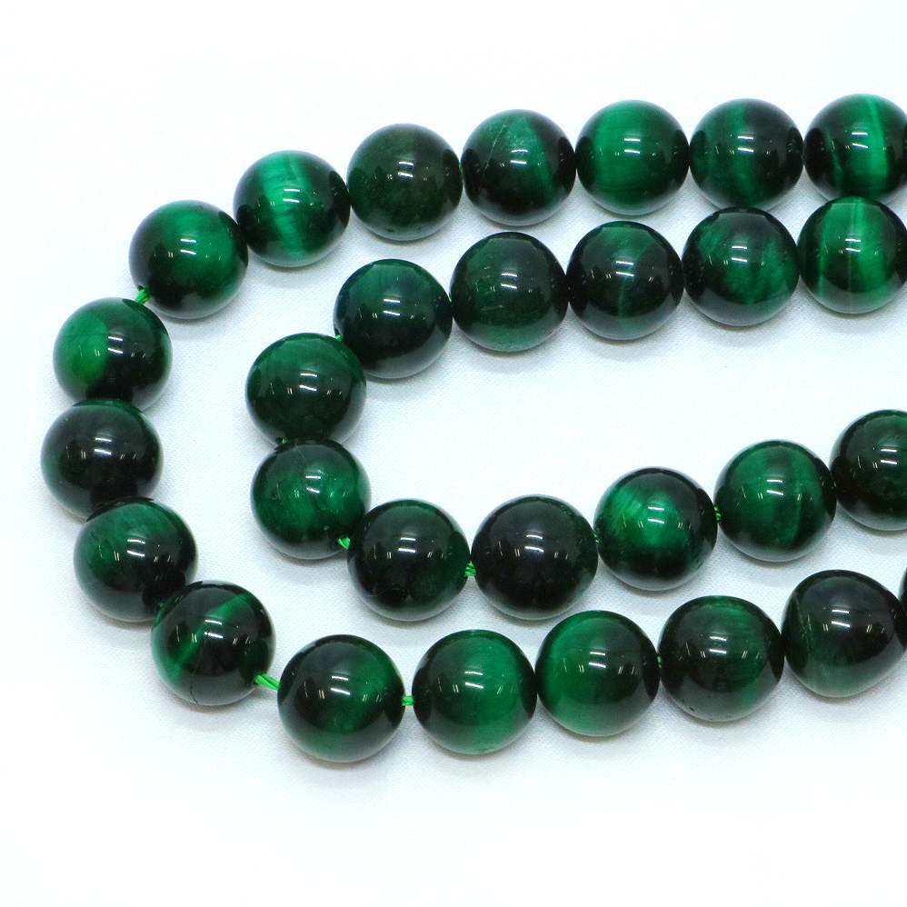 ○1連販売○グリーンタイガーアイ【丸玉】12mm【天然石 ビーズ パワーストーン】