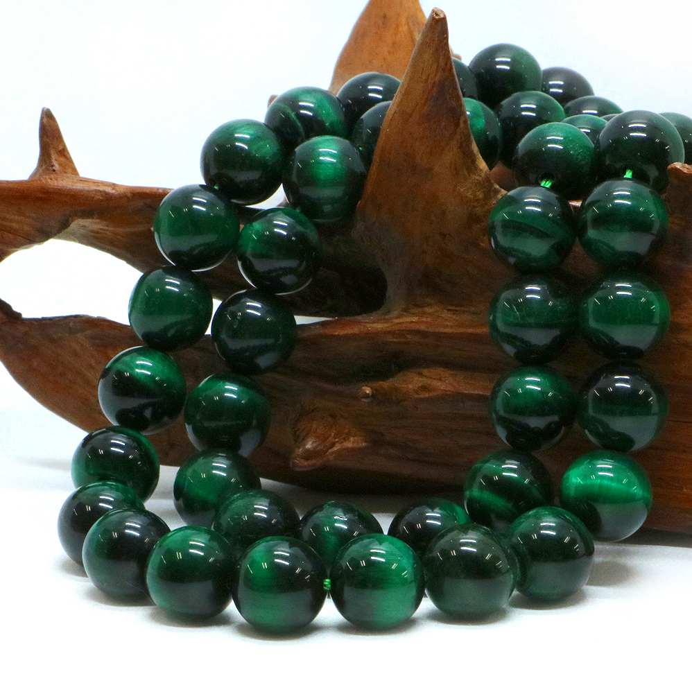 ○1連販売○グリーンタイガーアイ【丸玉】12mm【天然石 ビーズ パワーストーン】