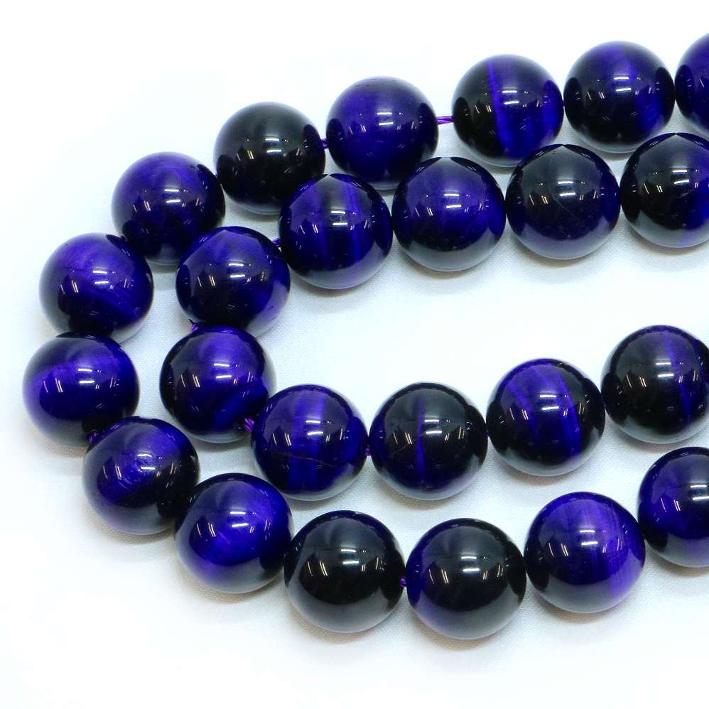 ○1連販売○パープルタイガーアイ【丸玉】14mm【天然石 ビーズ パワーストーン】
