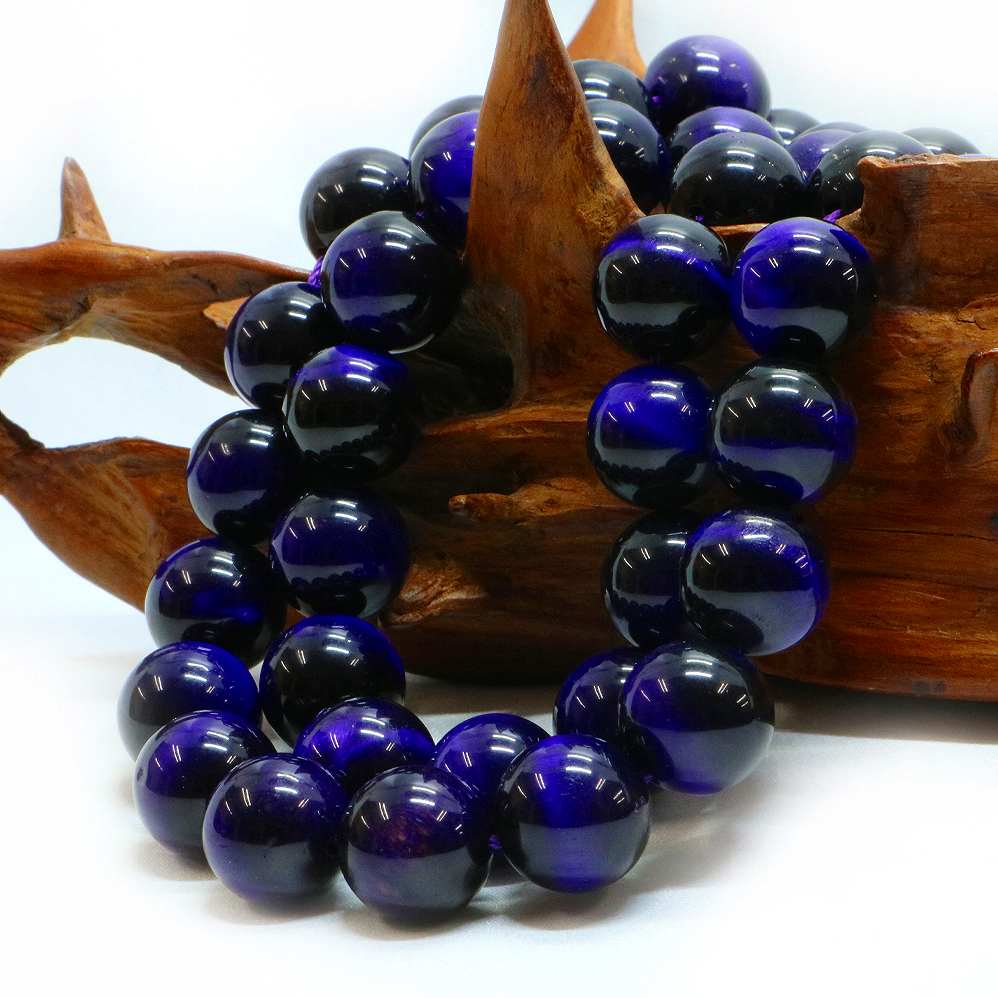 ○1連販売○パープルタイガーアイ【丸玉】14mm【天然石 ビーズ パワーストーン】