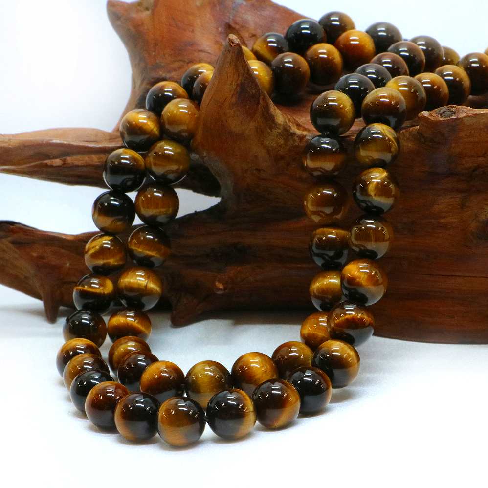 ○1連販売○タイガーアイ【丸玉】8mm【天然石 ビーズ パワーストーン】