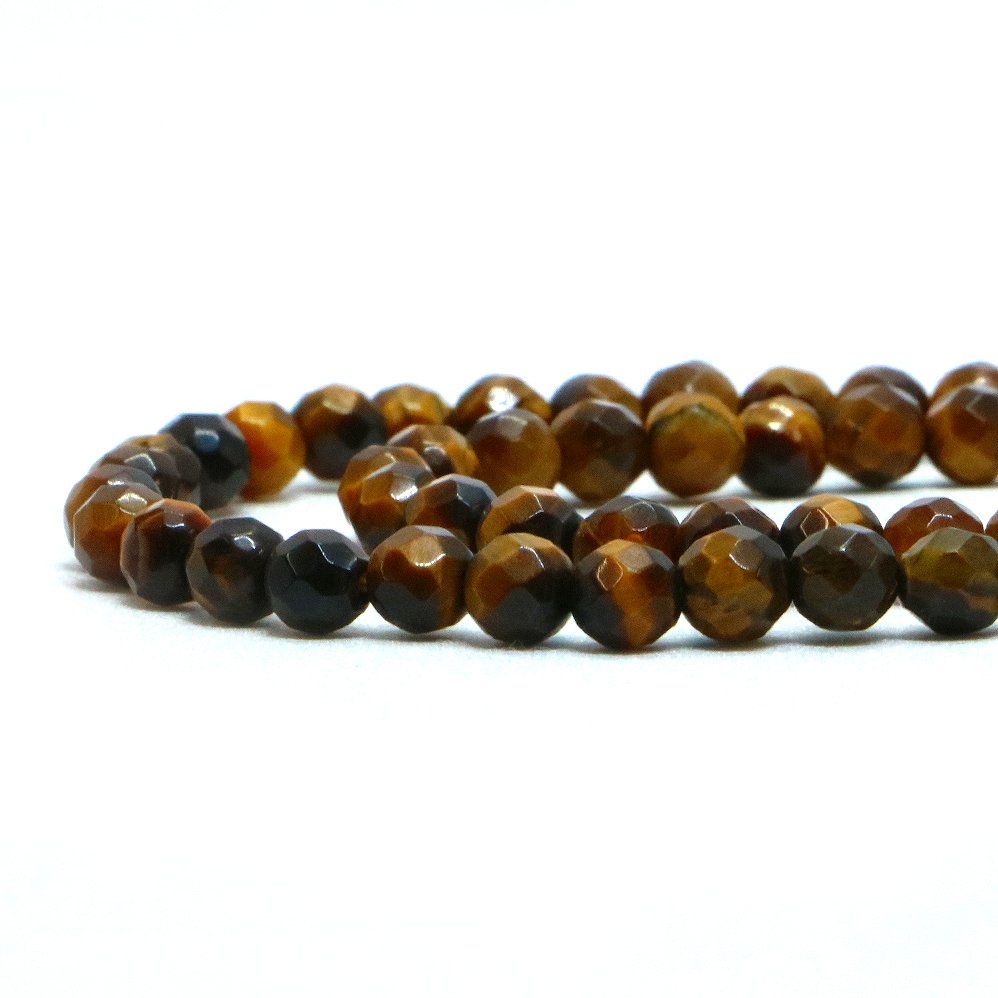 ○1連販売○タイガーアイ【カット】4mm【天然石 ビーズ パワーストーン】